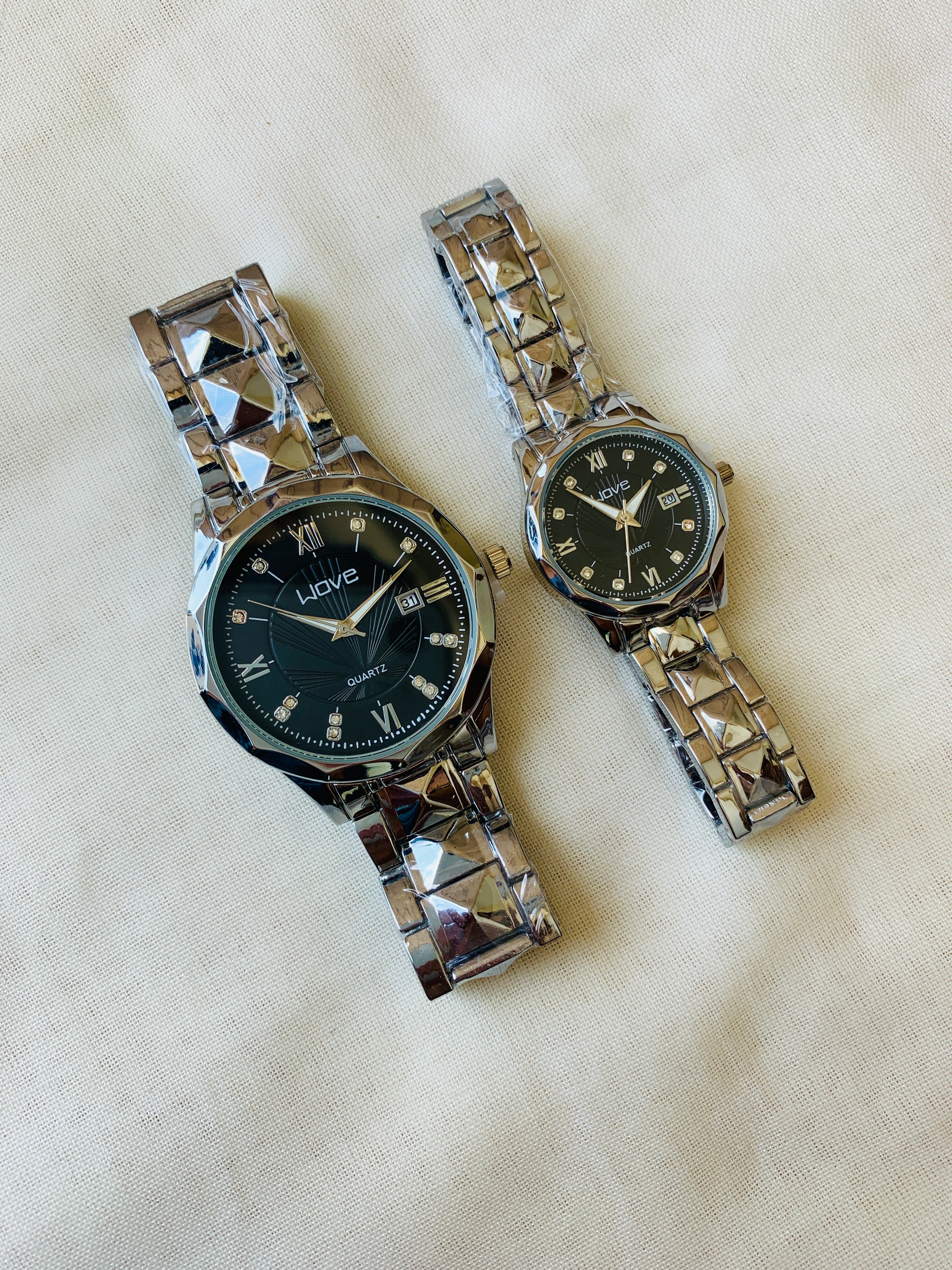 Wove Couple  Silver With Black Dial