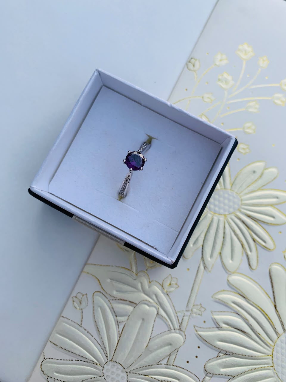 925 Silver Crystal Solitaire Ring