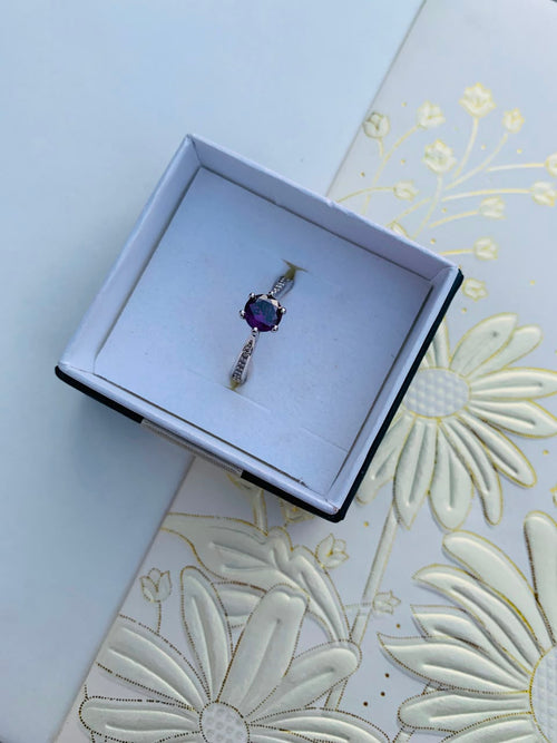 925 Silver Crystal Solitaire Ring